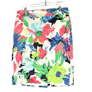 Ann Taylor Floral Pencil Skirt - White, Pink, Green, Blue lined size 6
